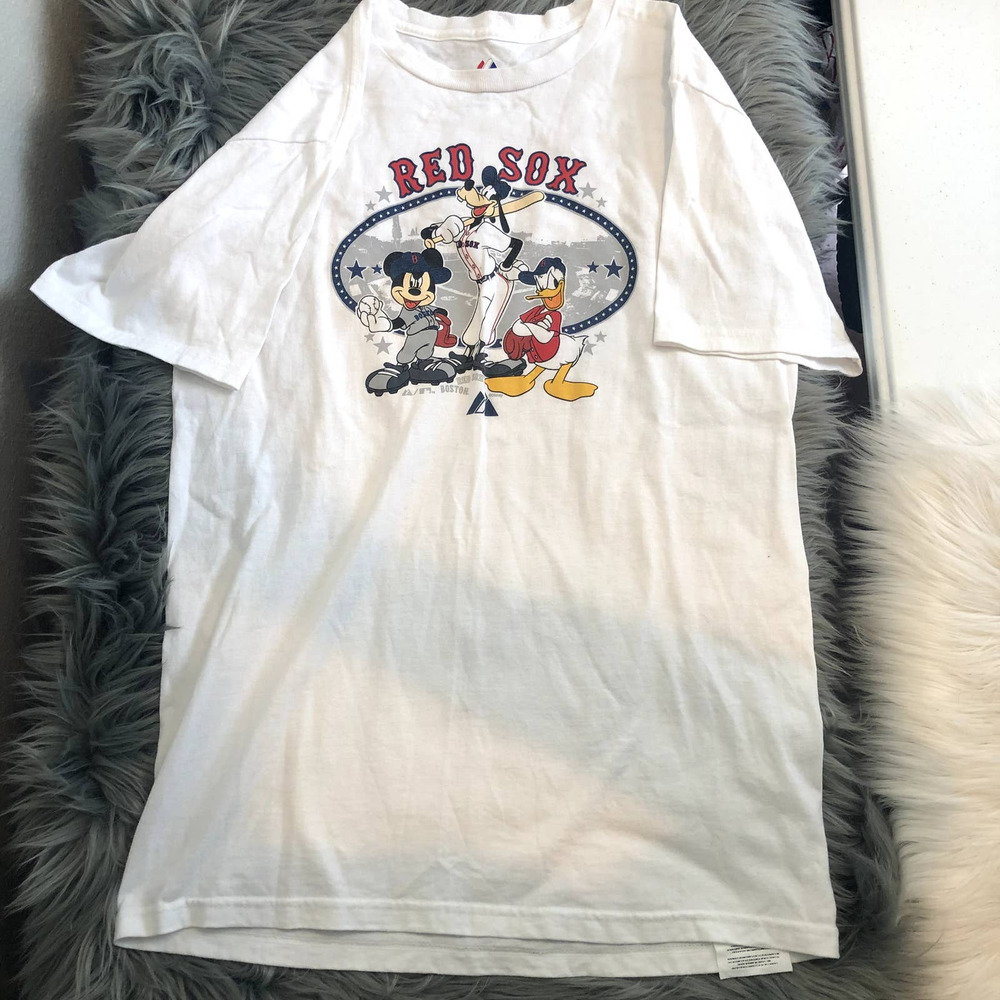 majestic boston red sox disney mickey goofy donald baseball t-shirt